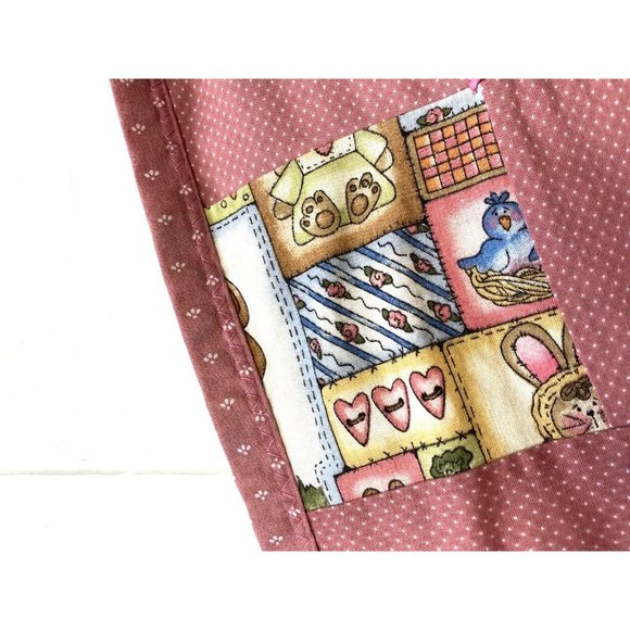 Vintage Handmade Throw Blanket Quilt Bunnies Rabbits Baby Child Pink Patchwork - Picture 8 of 9